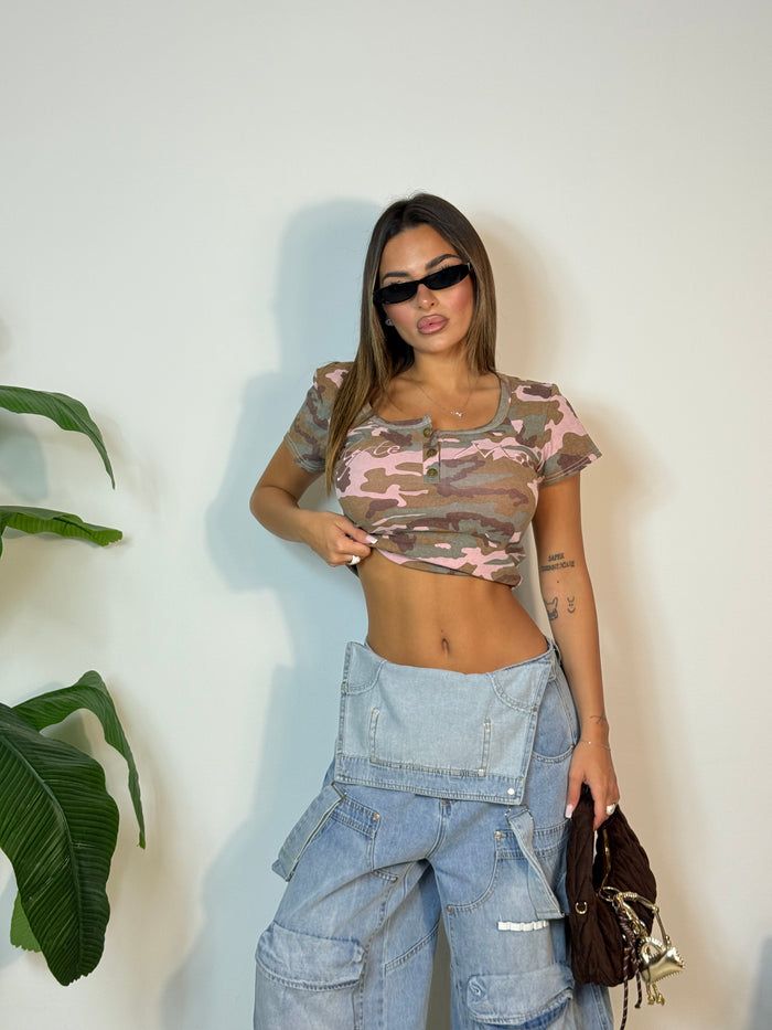 T shirt crop “Military”